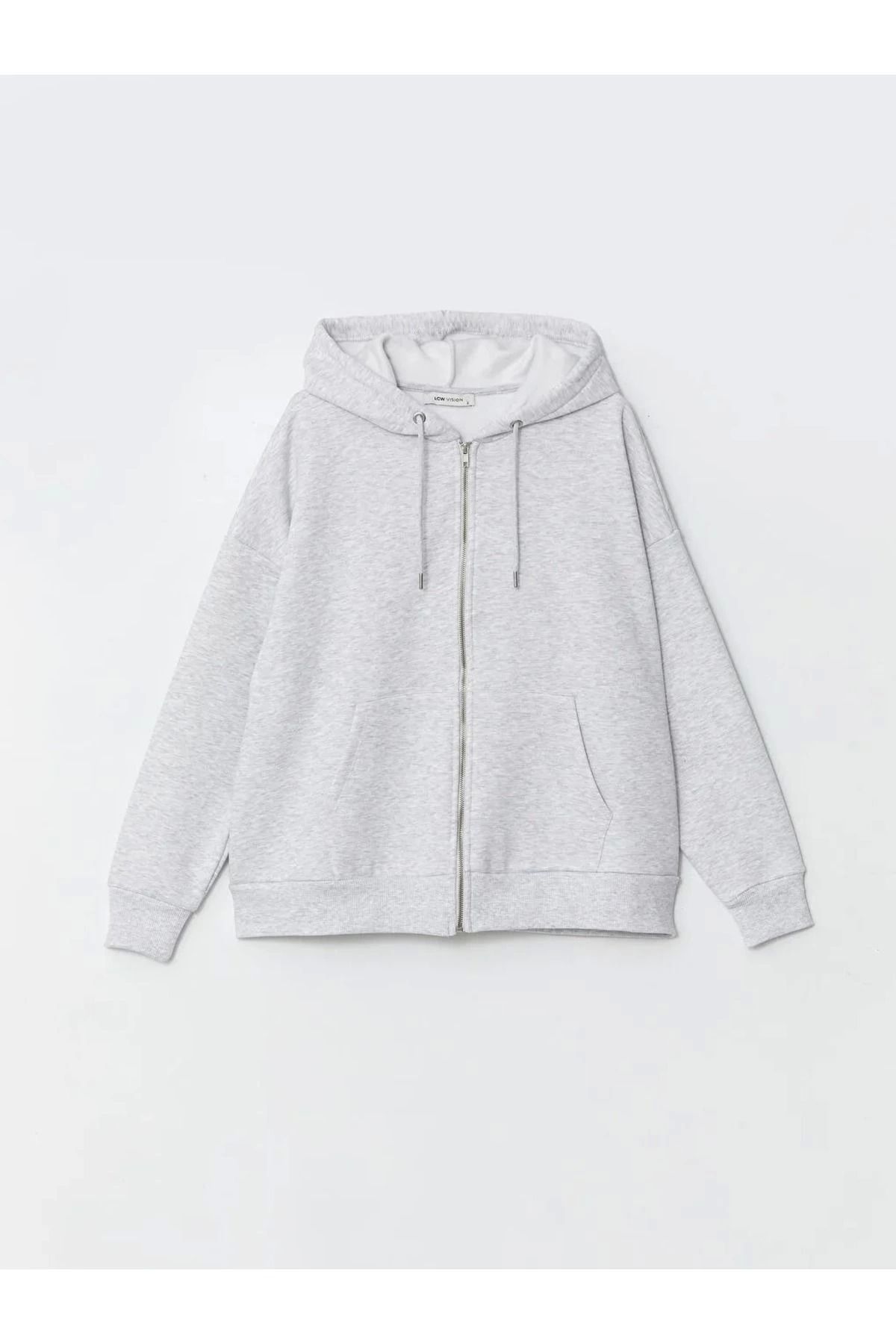 LC Waikiki LCWAIKIKI Vision Kapüşonlu Oversize Kadın Kalın Fermuarlı Sweatshirt CENT TRADE