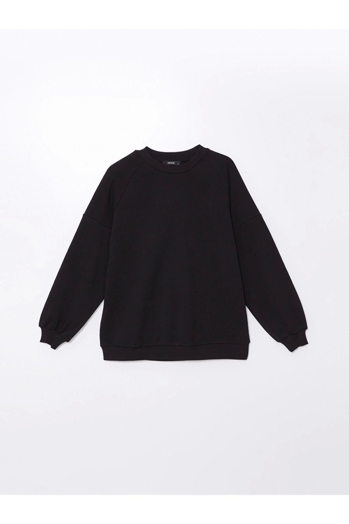 LC Waikiki LCWAIKIKI Bisiklet Yaka Düz Oversize Kadın Sweatshirt