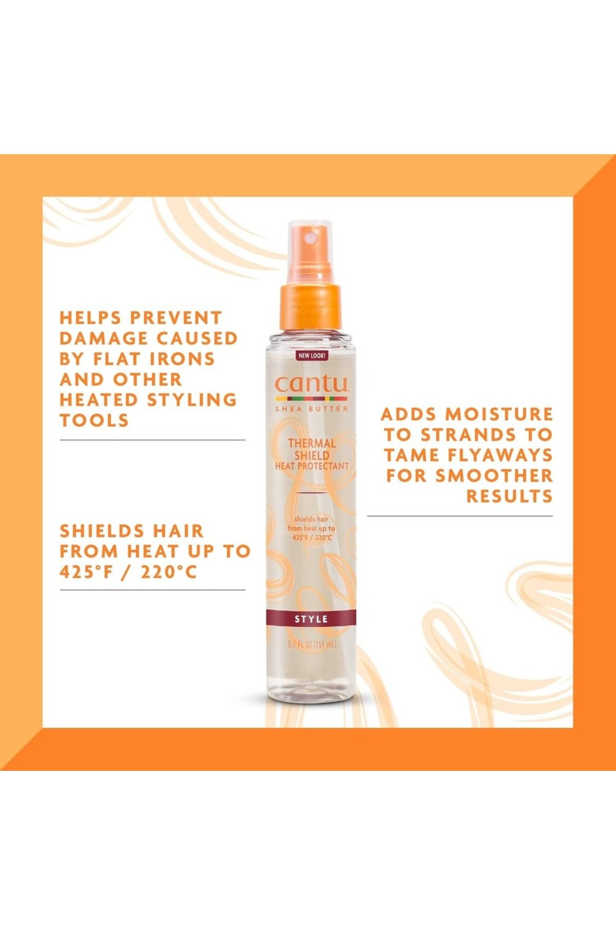 Cantu-Shea Butter Thermal Shield Heat Protectant 151 ml – Heat Styling Protection for Stronger, 3