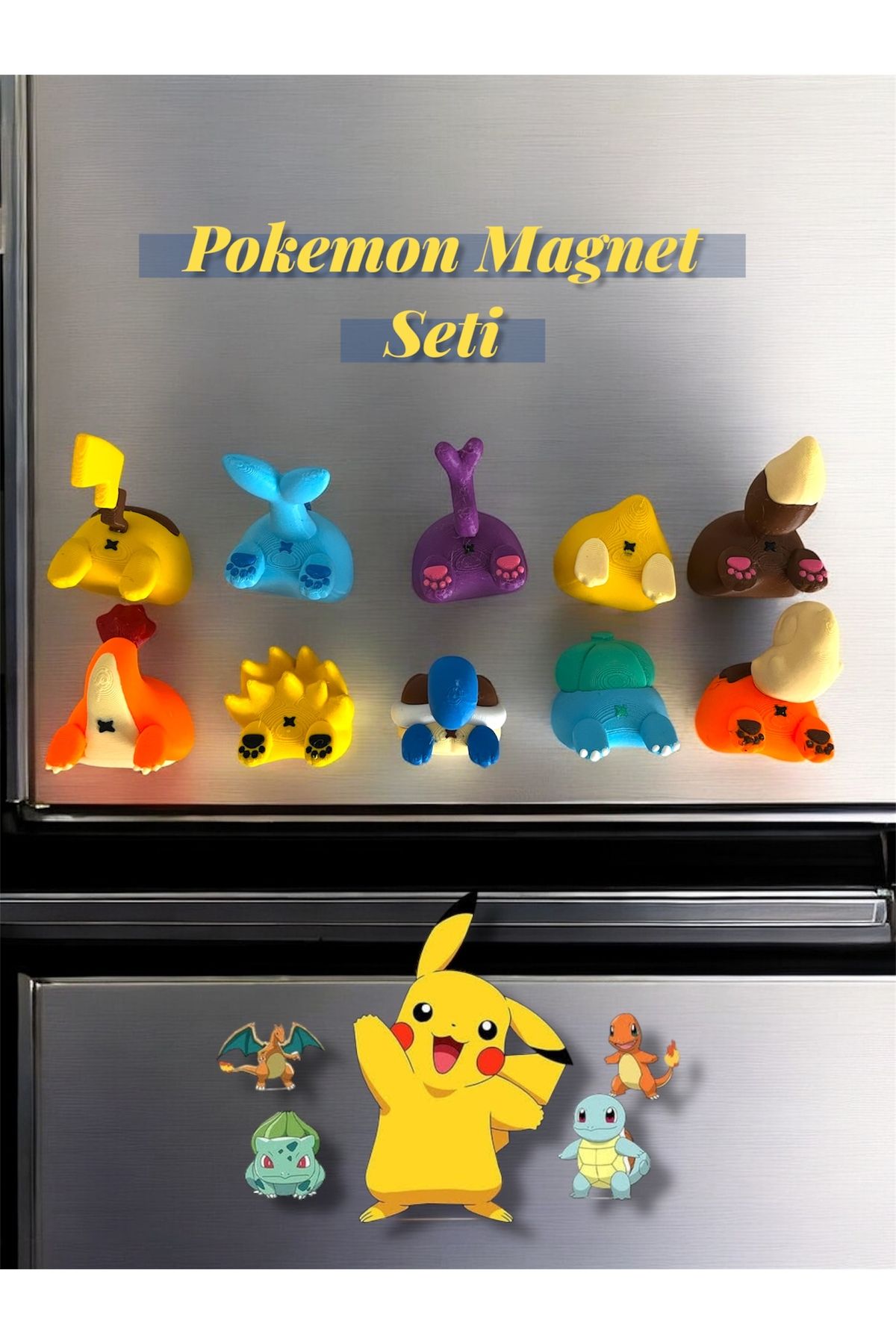 Bilgin Üretim 10’lu Pokémon Magnet Seti – Pikachu, Eevee, Charmander, Squirtle, Bulbasaur, Vaporeon, Jolteon