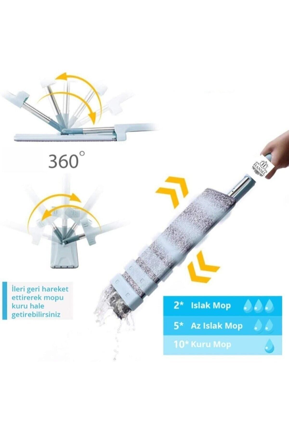 teknotrust Kendinden Sıkmalı Mikrofiber Mop ve Yedek Bez ile Temizlik Kolaylığı