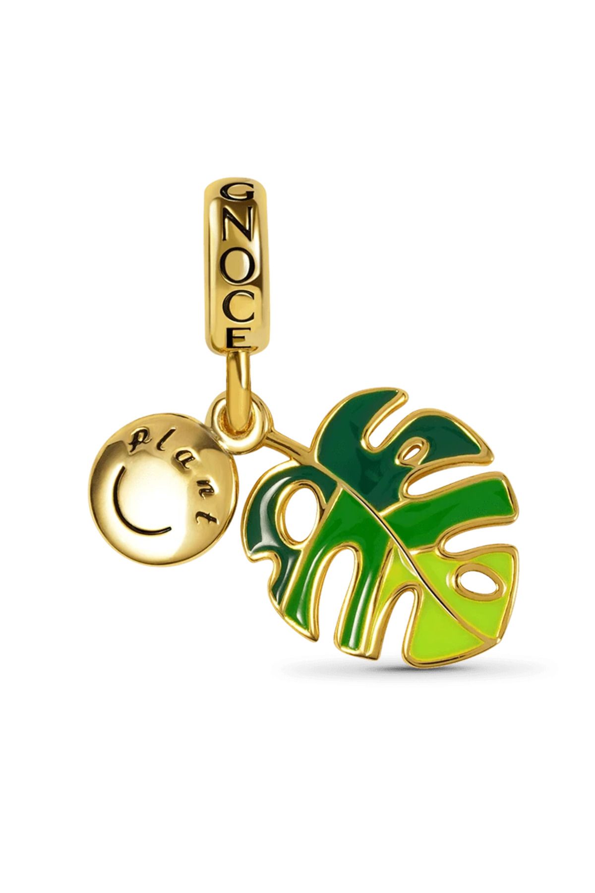 Gnoce Deve Tabanı Yaprak Charm, 18K Altın Kaplama 925 Ayar Gümüş