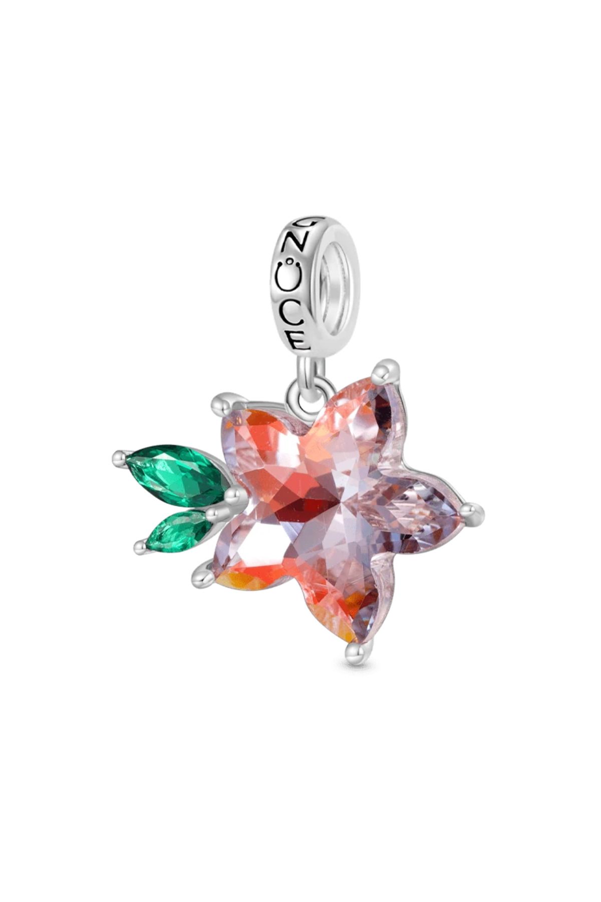 Gnoce Pembe Zirkon Sakura Charm, 925 Ayar Gümüş