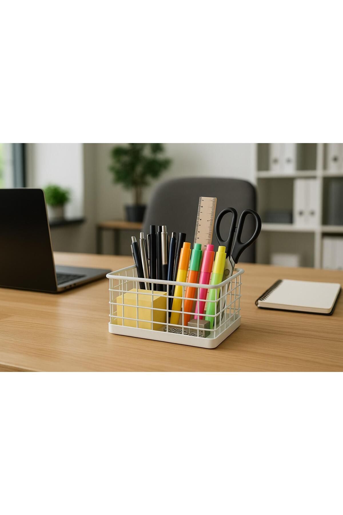 Okyanus Home Dikdörtgen Beyaz Metal Organizer Sepet Mini 13,5x23 Cm