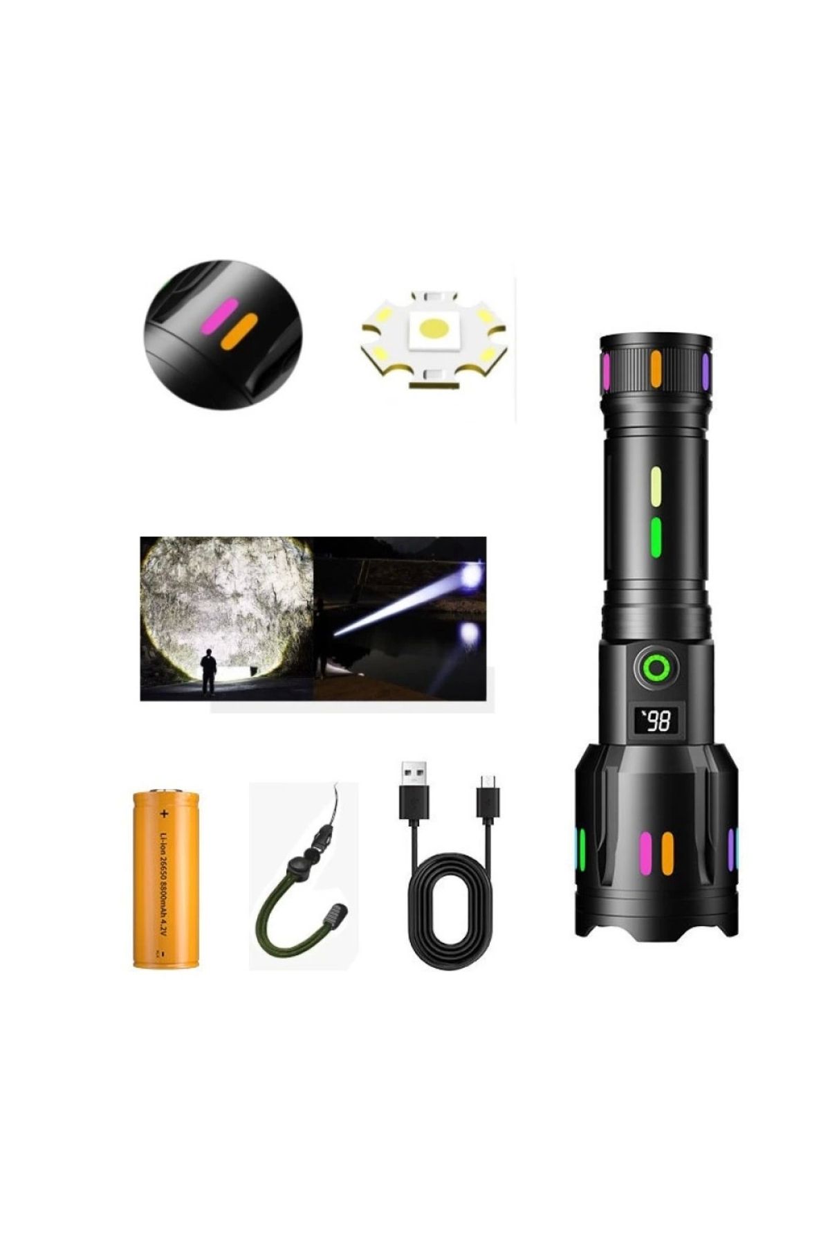 Nemere Profesyonel Zoomlu 50W Şarjlı Powerbank Avcı Polis El Feneri PS-9885