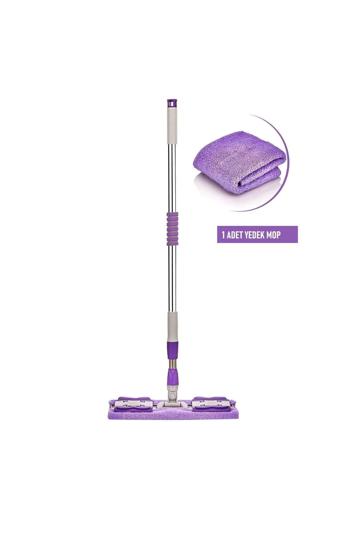 teknotrust Yüksekli ayarlanabilir mikrofiber teleskopik temizlik mop seti, yedek bez hediye