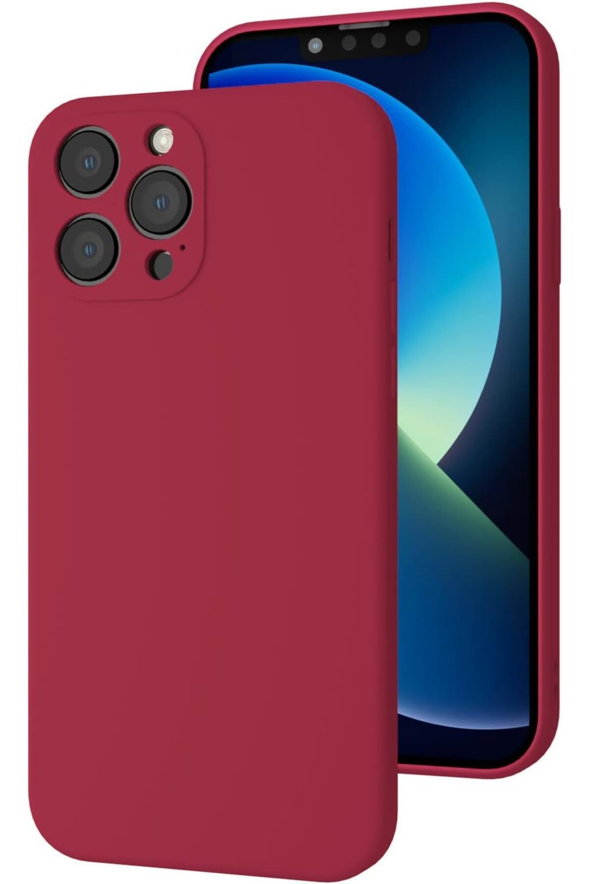 STOREMAX EMN iPhone 12 Pro uyumlu Kamera Korumalı, Mikrofiber Astarlı, Sıvı Silikon Kılıf (Bordo) Cİ