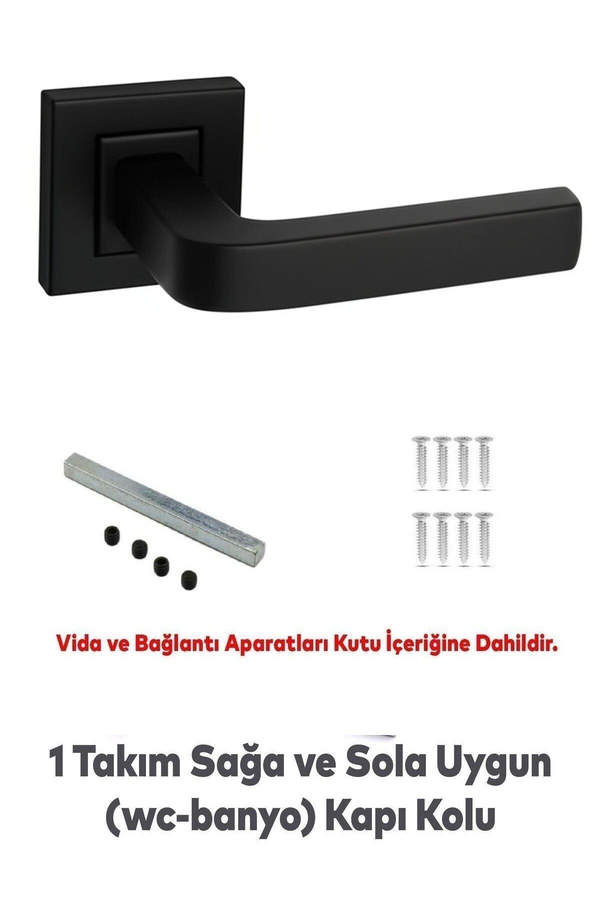 Sofuoğlu-Seyhan Stainless Steel Matte Black Square Rosette Wc Door Handle / Is for Wc Doors 4
