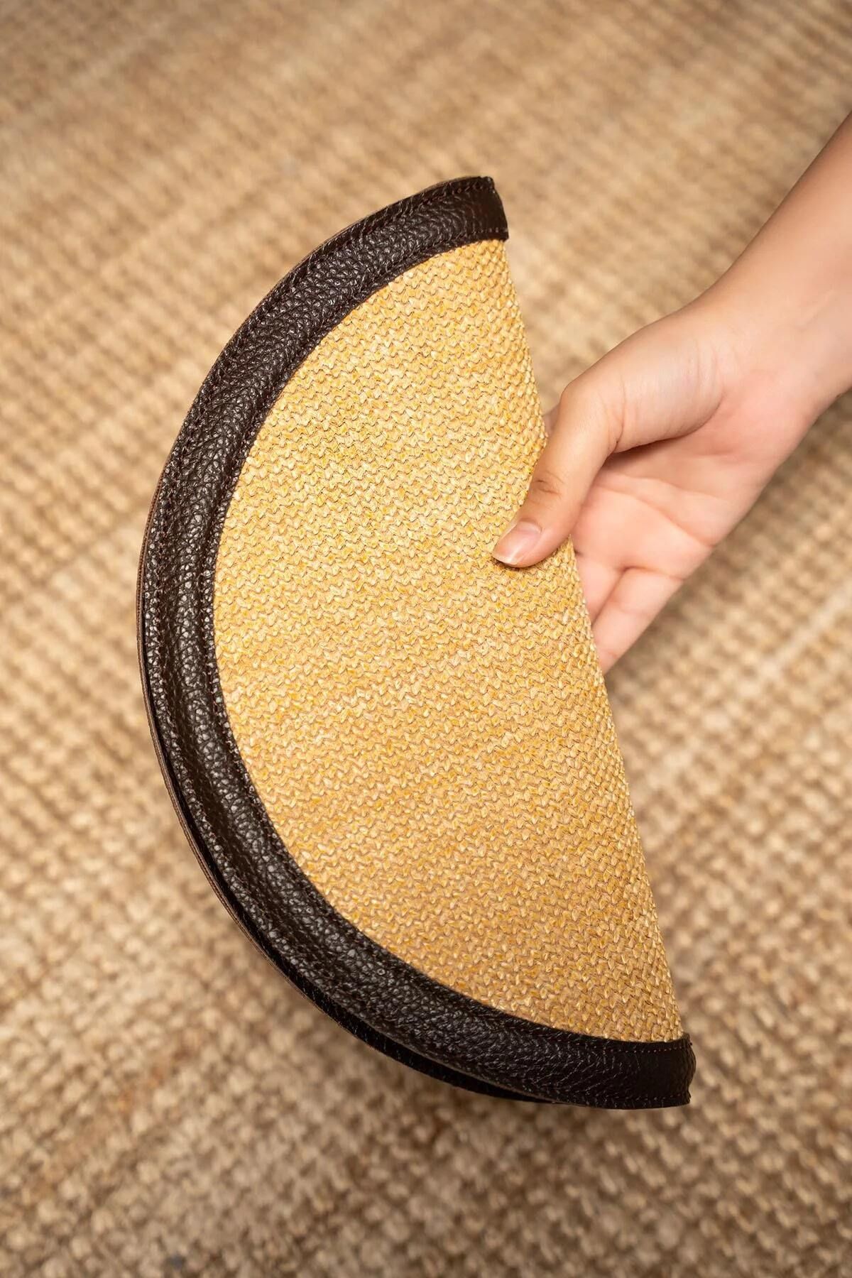 LAMİNTA Areyo Hasır Oval Clutch ACI KAHVE