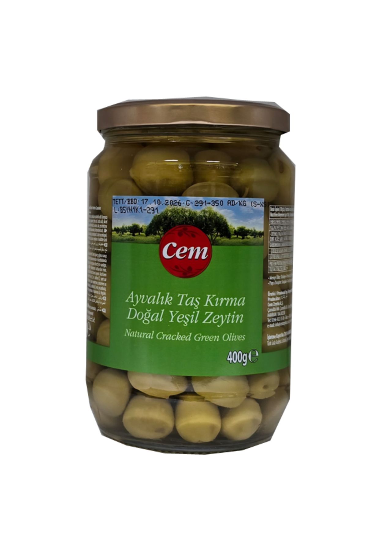 Cem ayvalık taş kırma doğal yeşil zeytin 400 gram