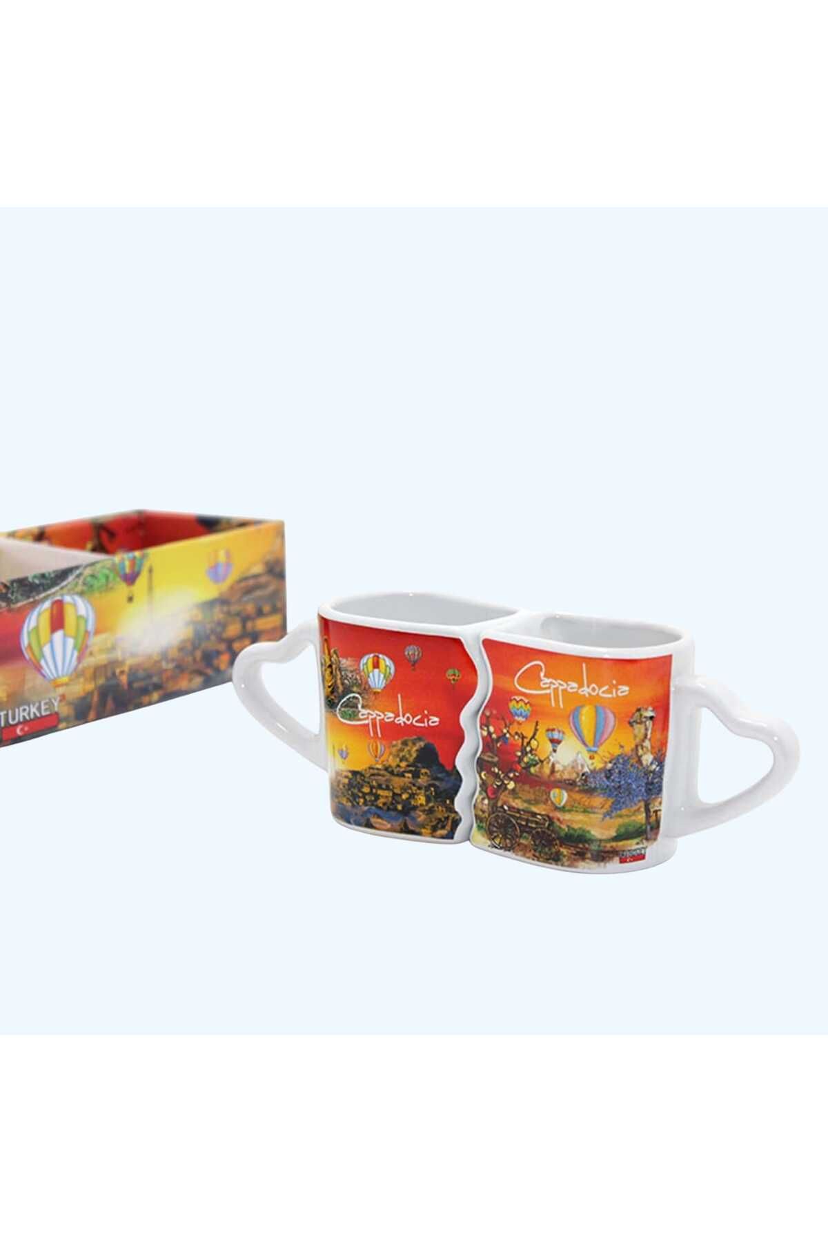 Wolawood 2'li Yöresel Kupa Bardak Seti El Yapımı Desenli Porselen Kahve Çay Mug Hediyelik Dekoratif Takım