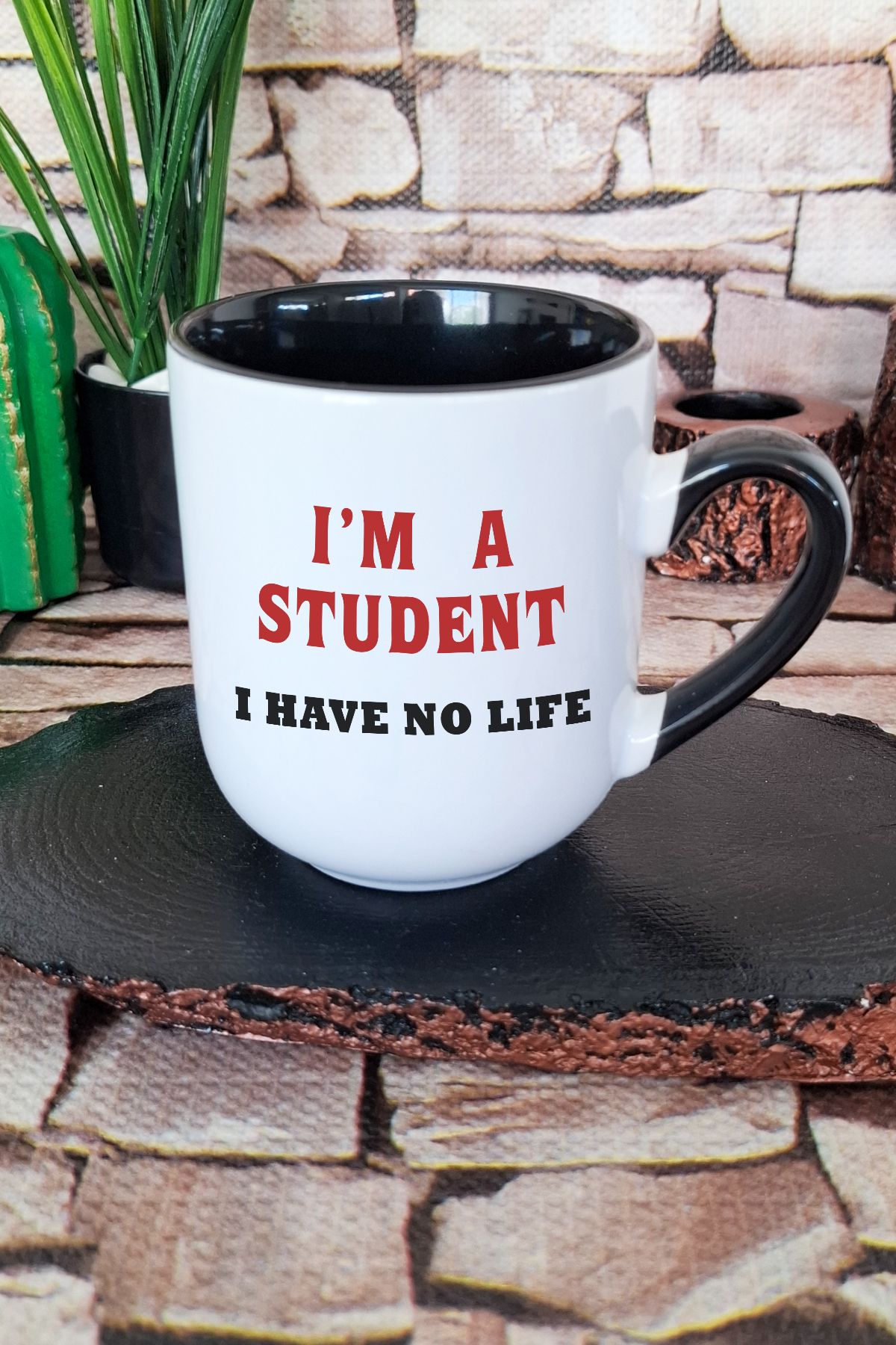 qoeuyl boutique I'm A Student I Have No Lıfe Öğrenci Komik Eğlenceli Hediye Baskılı Siyah Premium Kupa Bardak