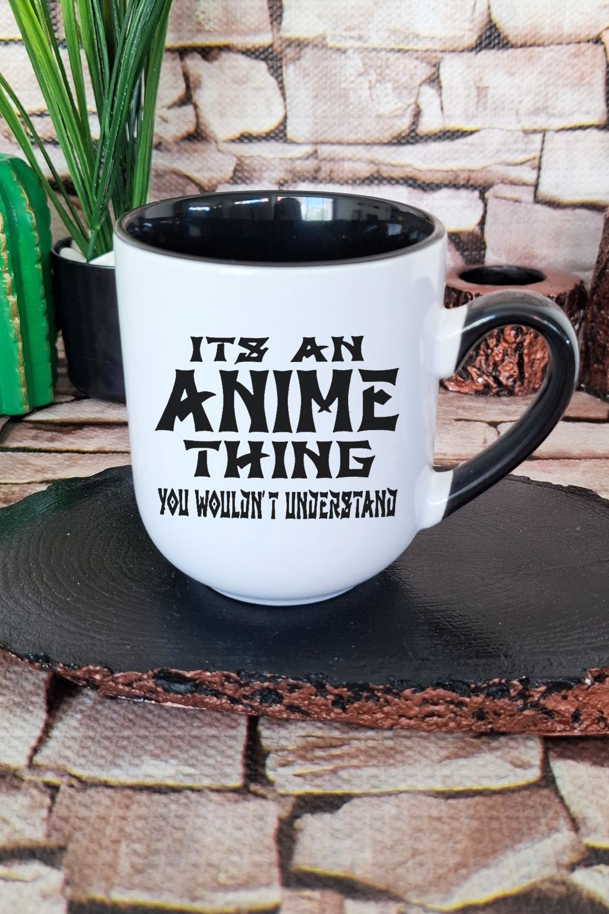 qoeuyl boutique Its Anime Things Baskılı İçi ve Kulpu Siyah Renkli Premium Kupa Bardak