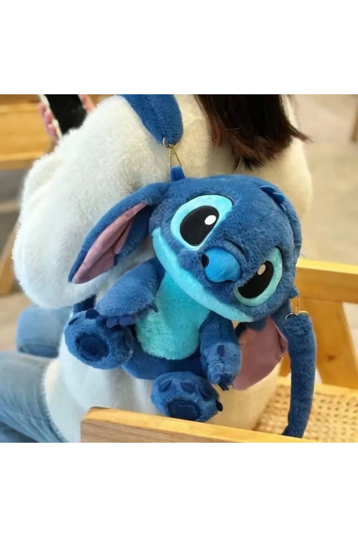 Otantik Home Peluş askılı stitch sırt çantası sevimli karakter sırt çantası