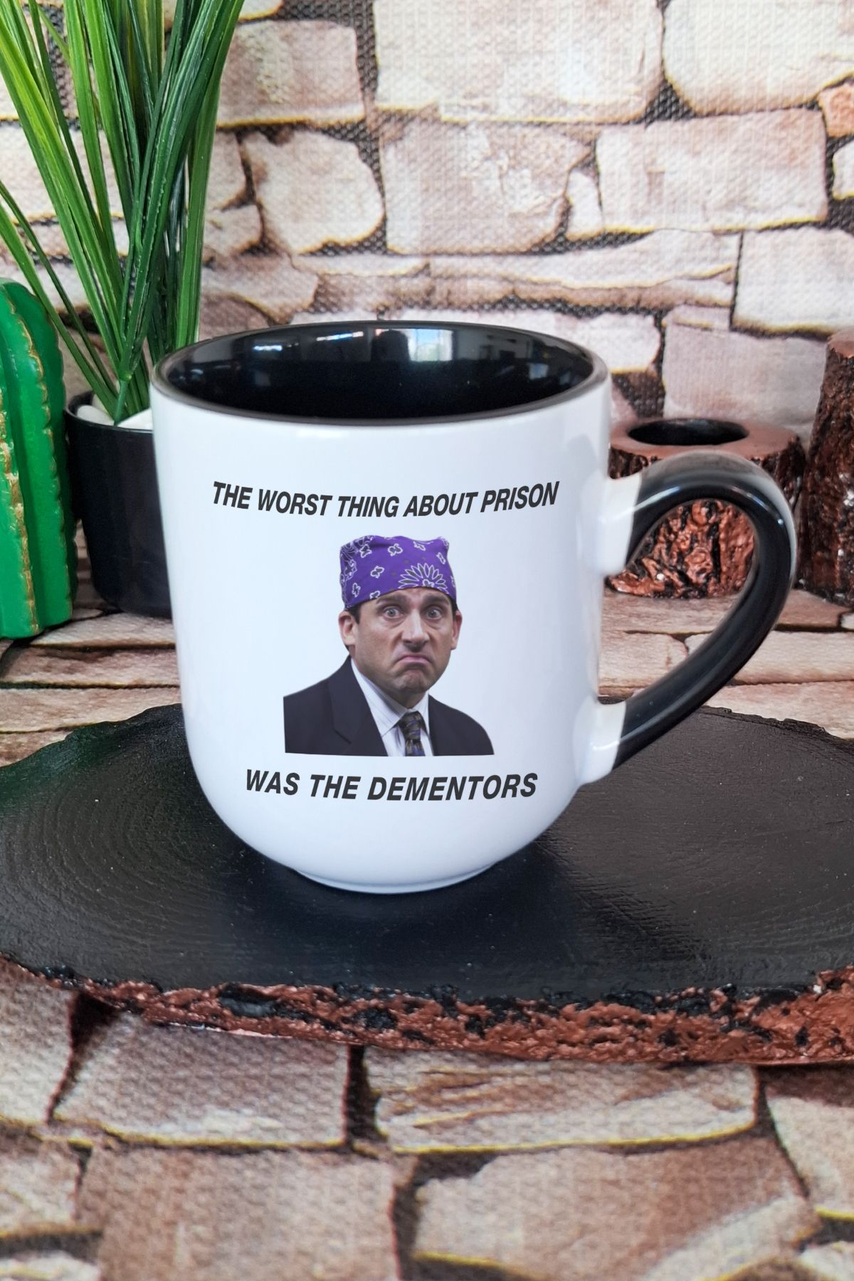 qoeuyl boutique Prison Mike The Office Baskılı İçi ve Kulpu Siyah Renkli Premium Kupa Bardak