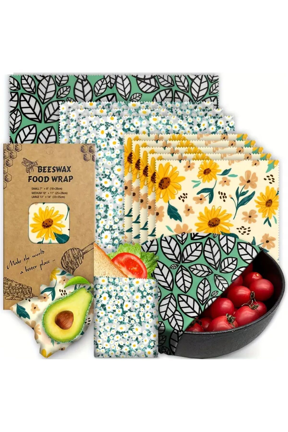 Veloma Home & Toys 9 Parça Tekrar Kullanılabilen Balmumu Beeswax Saklama Bezi