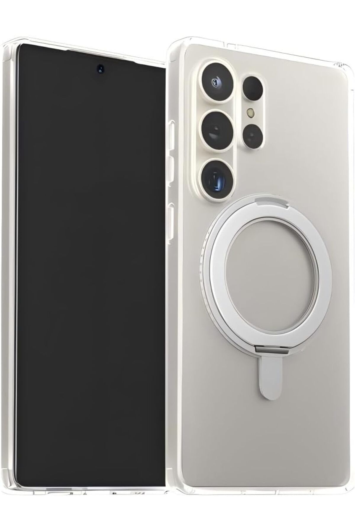 STOREMAX EMN Galaxy S25 Ultra Uyumlu 360 Rotatable Manyetik Standlı Şeffaf Telefon Kılıfı Cİ ST5 11336