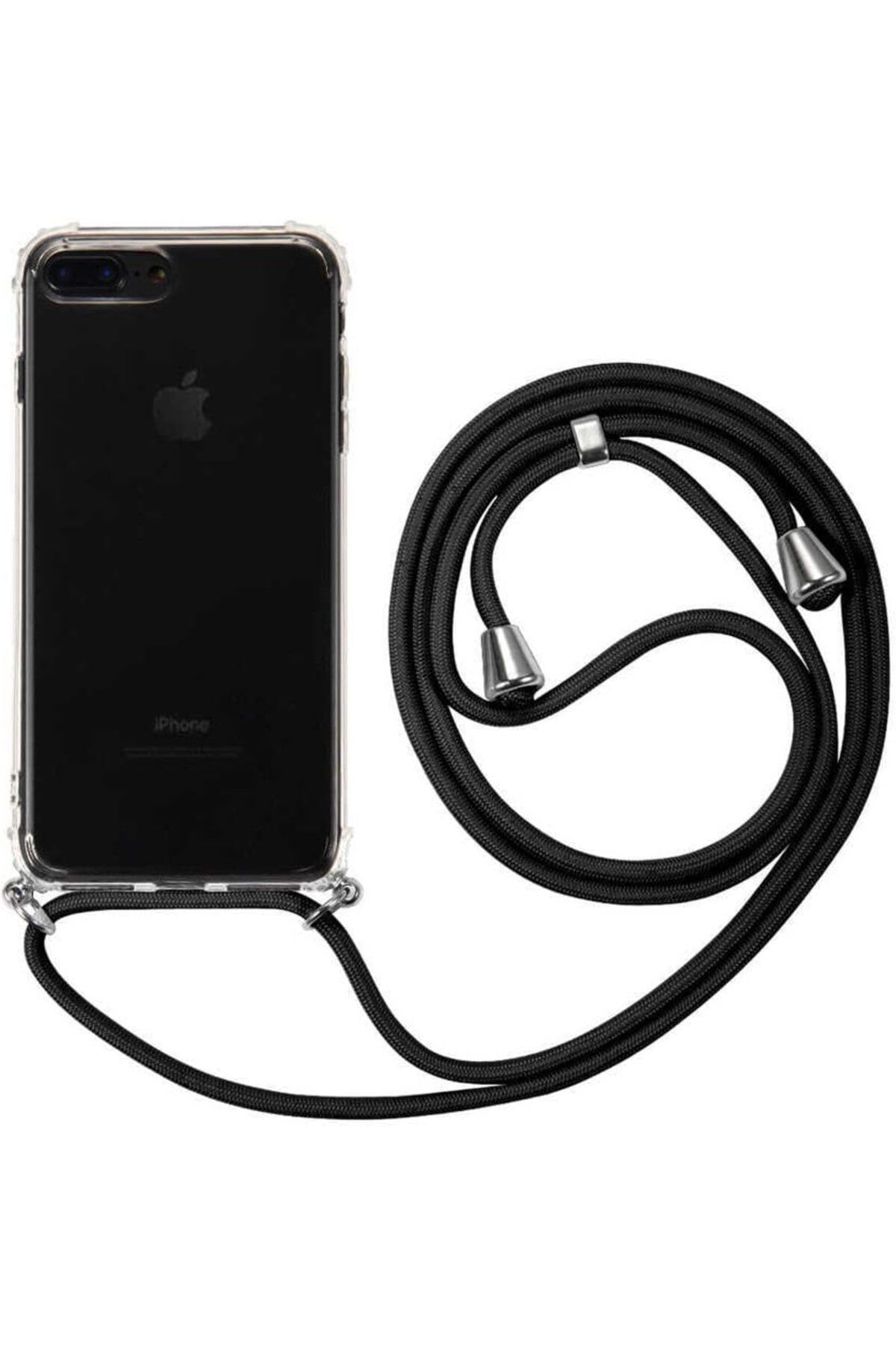 STOREMAX EMN Iphone 8 Plus Kılıf Boyun Omuz Askılı Ipli Anti Şok Köşe Korumalı Şeffaf Silikon Kmp i