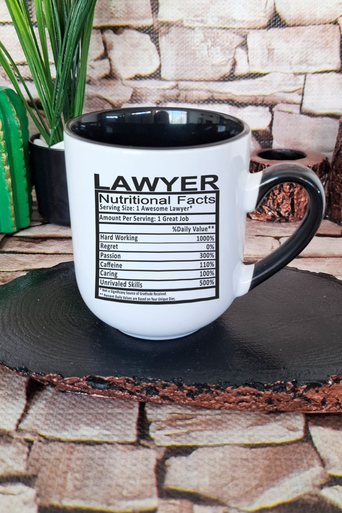 qoeuyl boutique Lawyer Nutrition Facts Avukat Hediye Baskılı İçi ve Kulpu Siyah Renkli Premium Kupa Bardak