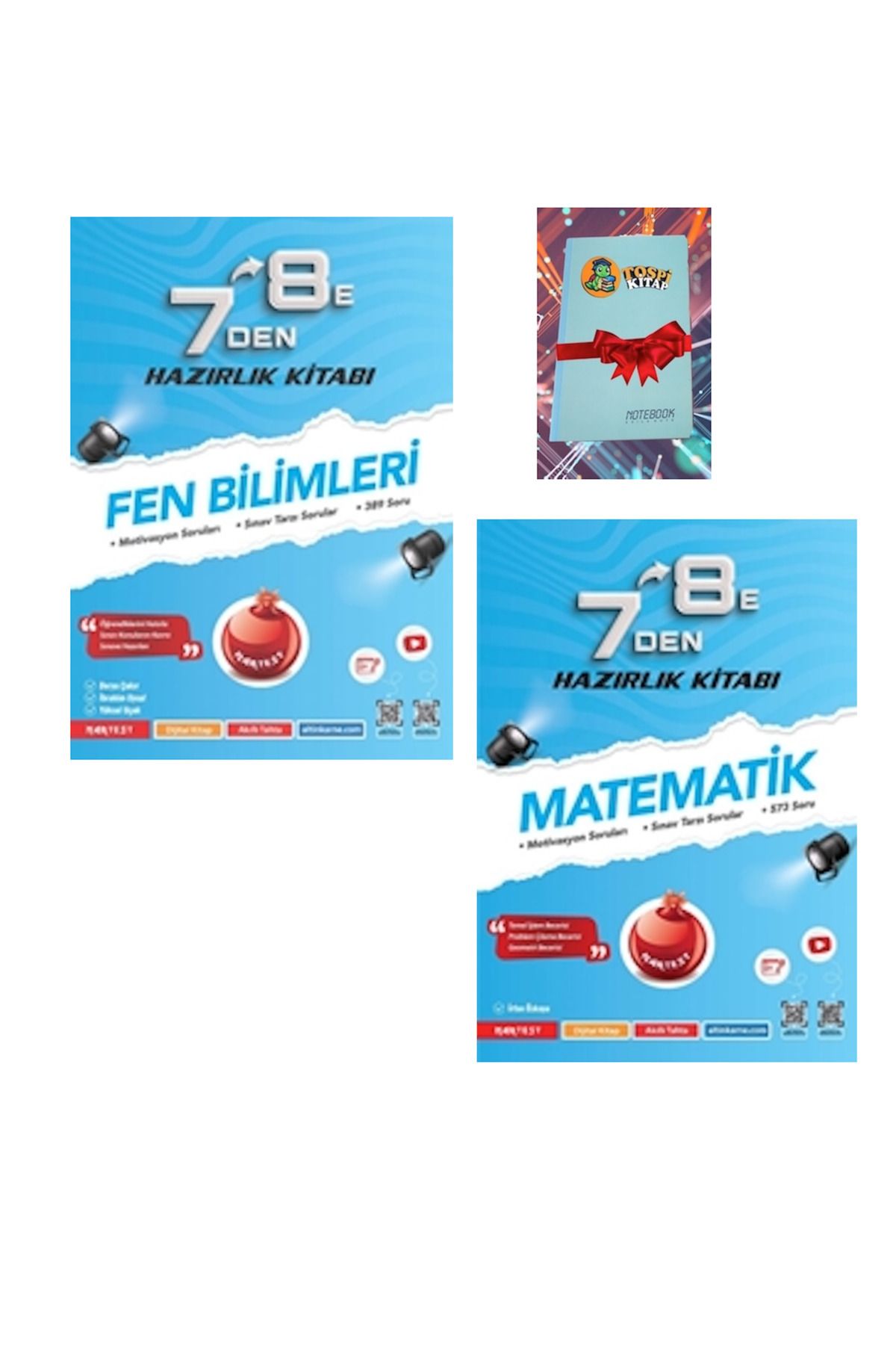 Nartest Yayınları 7 Den 8 E FEN BİLİMLERİ + MATAEMATİK Hazırlık Kitabı ( NOT DEFTERİ HEDİYE)