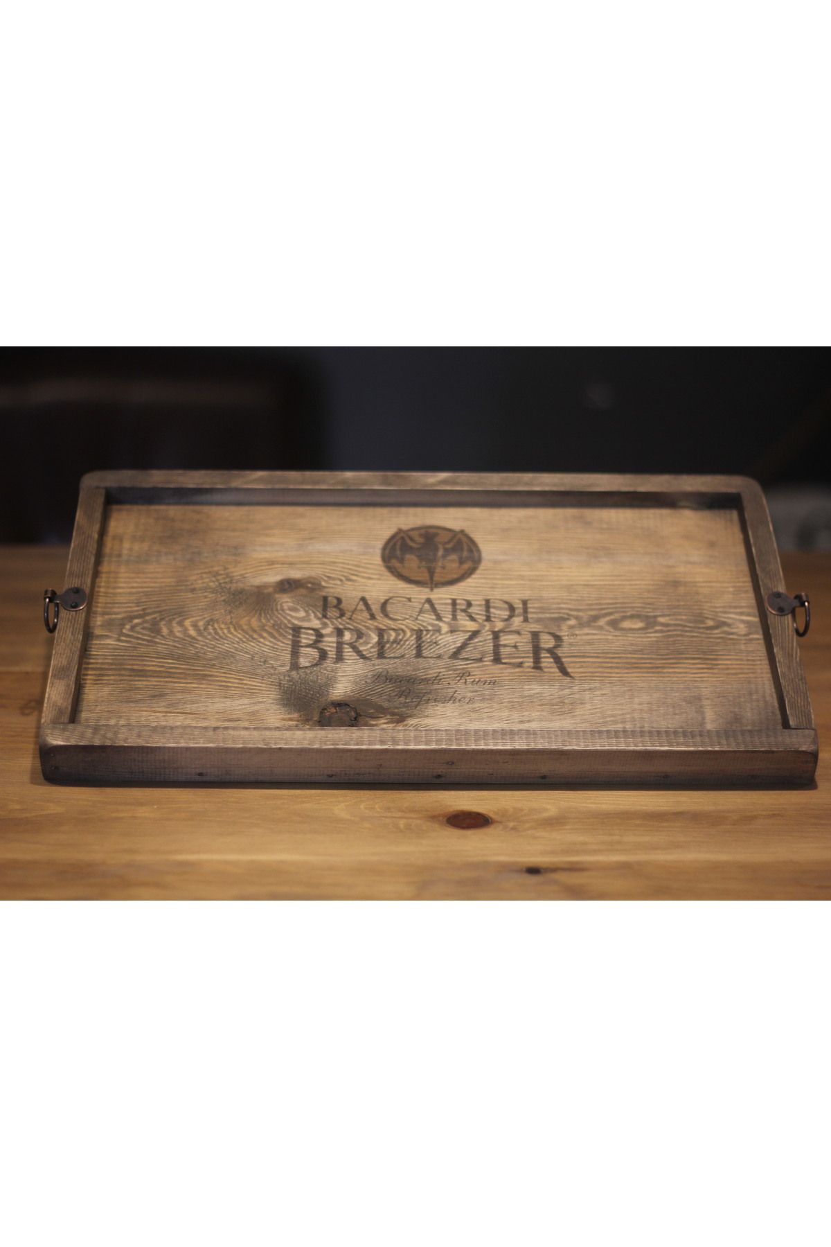 pratikolay RETRO VİSKİ TEPSİSİ BACARDI (42x22x3 cm)