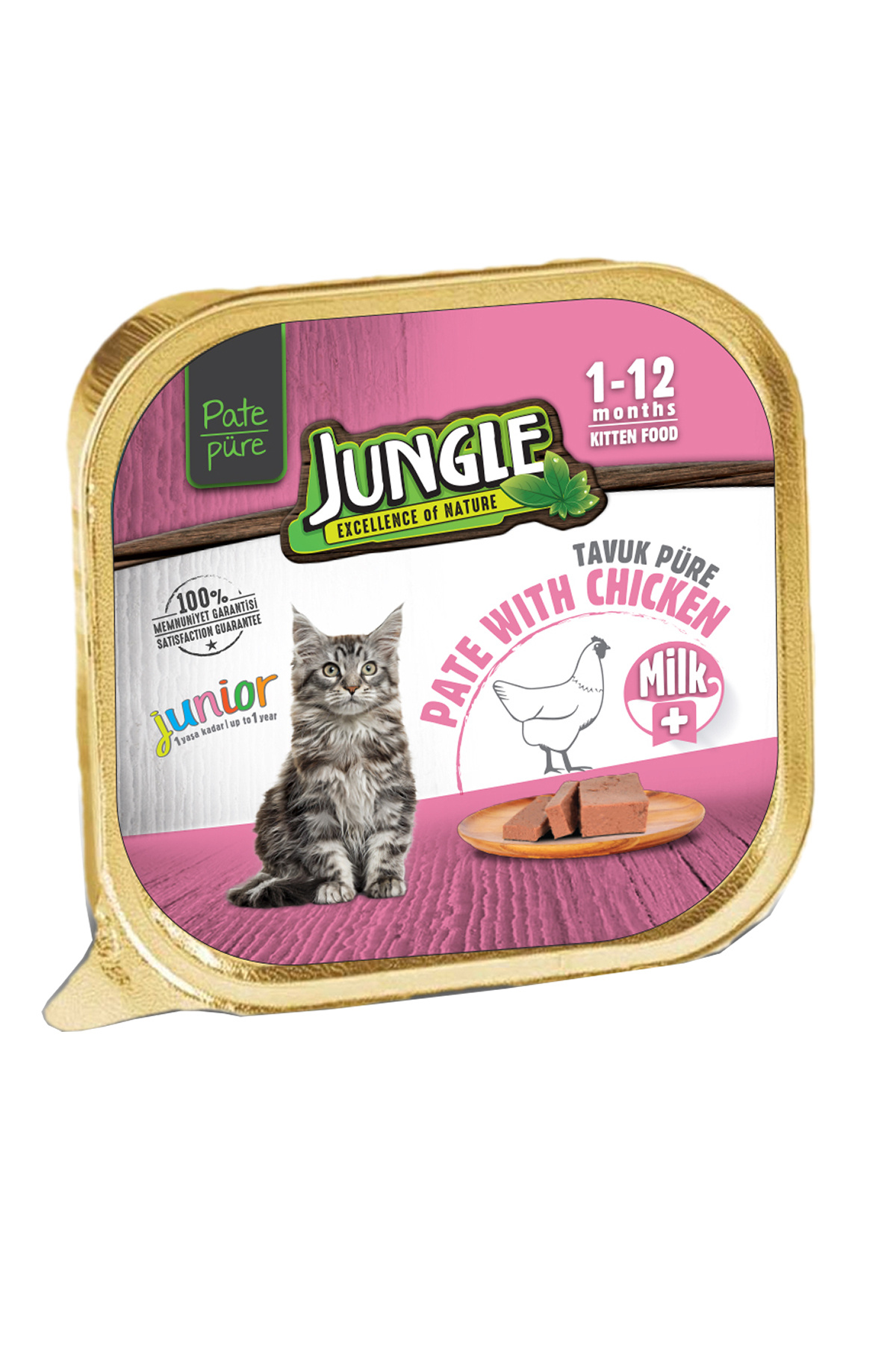 Jungle 100 GR PÜRE KEDİ MAMASI YAVRU SÜTLÜ & TAVUKLU - 1 ADET