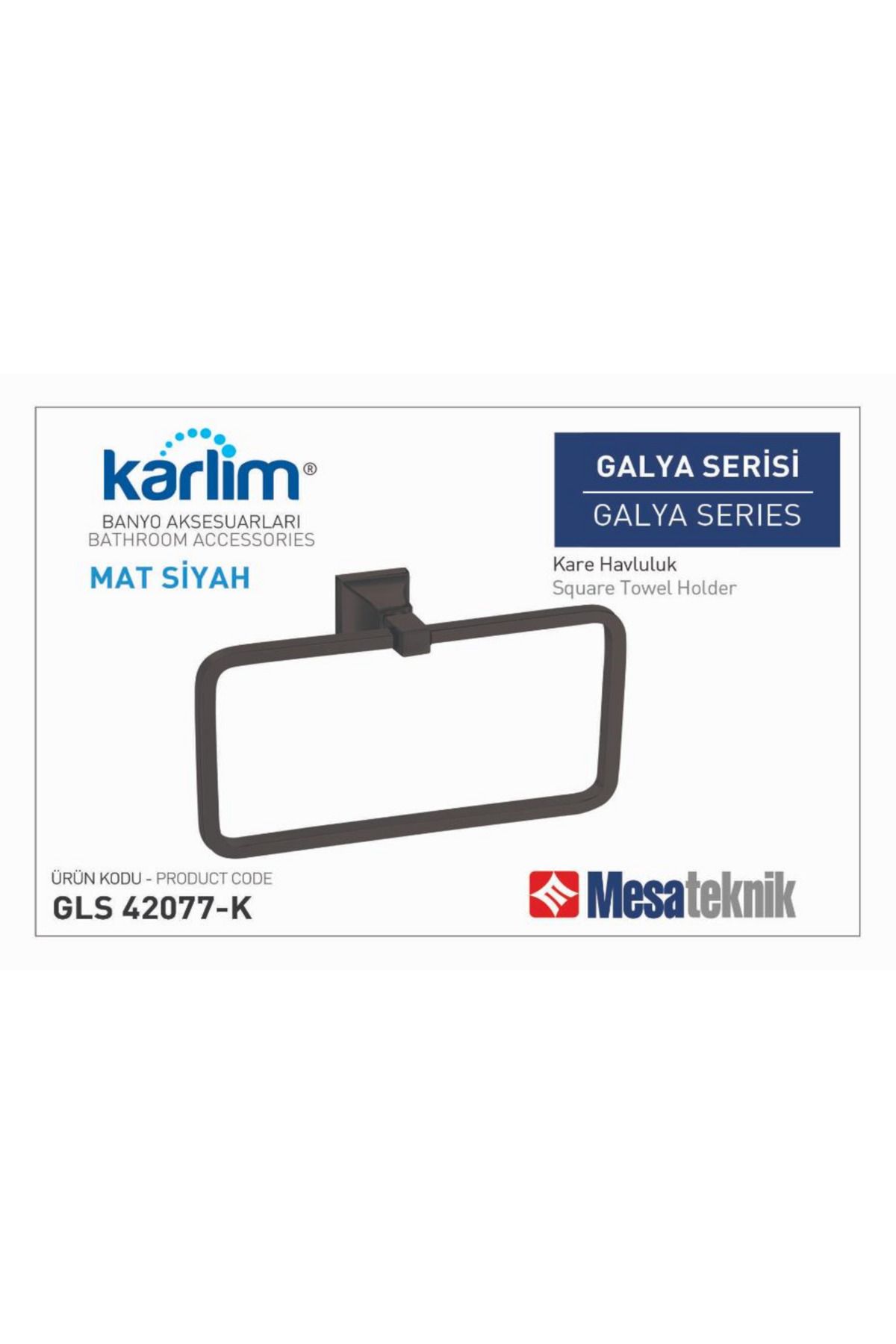 Mesateknik GALYA MAT SİYAH KARE HAVLULUK
