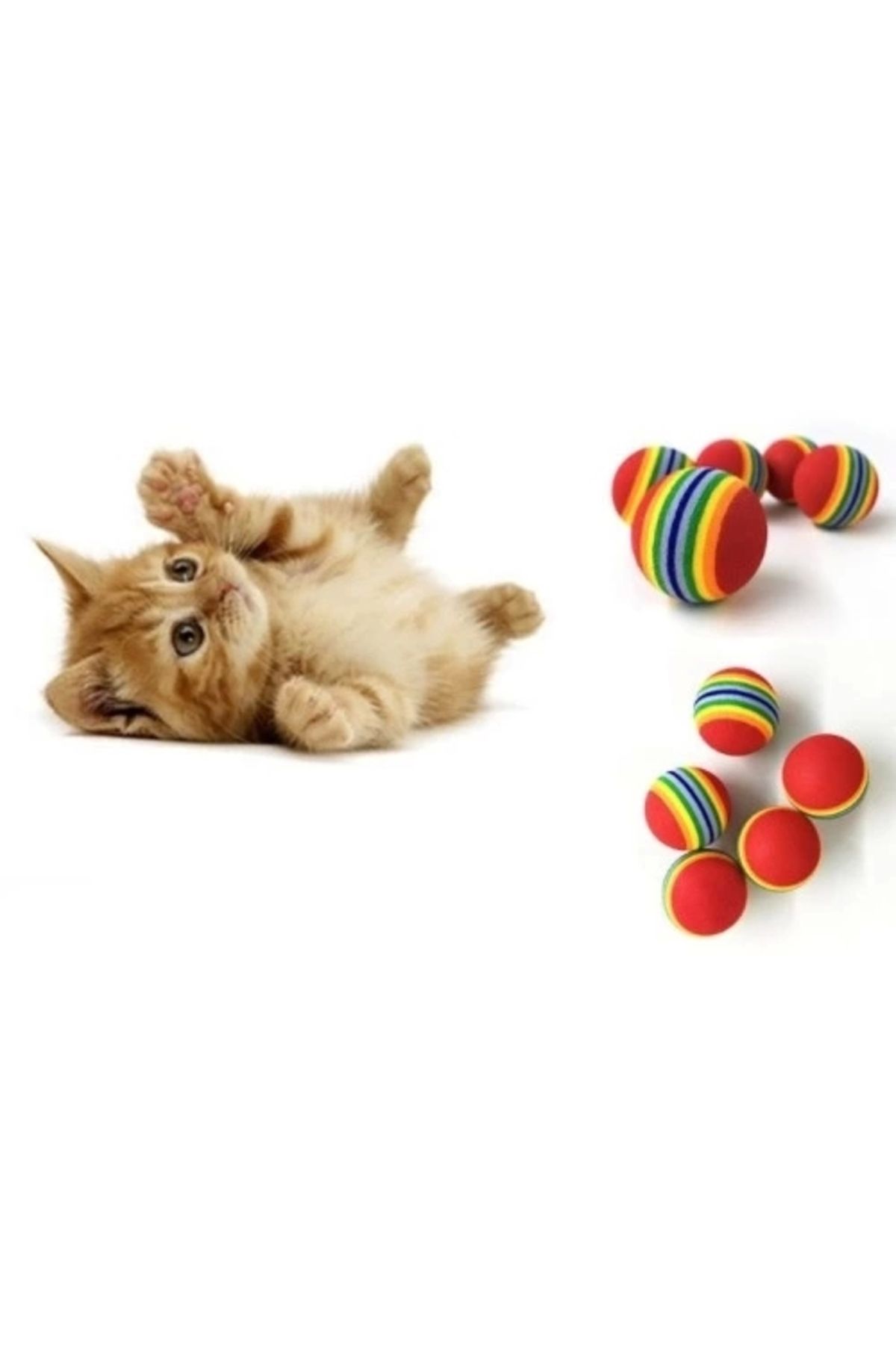 İnnMerry 2 ADET GÖKKUŞAĞI RENKLI KEDI KÖPEK OYUN TOPU