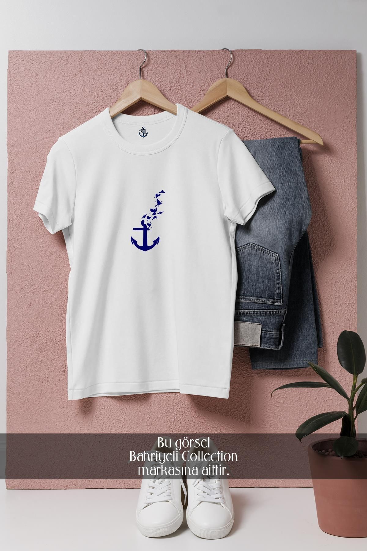 bahriyeli.jpeg Oversize Kuşlar Ve Çıpa - Çapa Tasarımlı Unisex T-Shirt