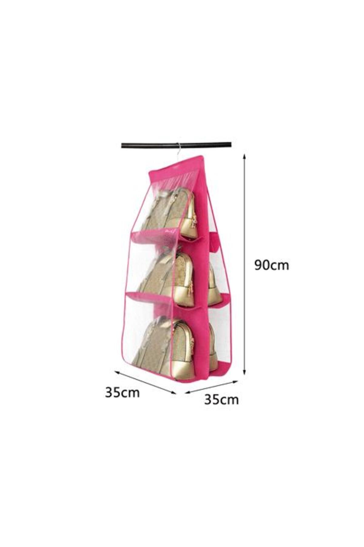 shop 6 Gözlü Pratik Dolap İçi Çanta Askılığı/Organizer (Pembe)