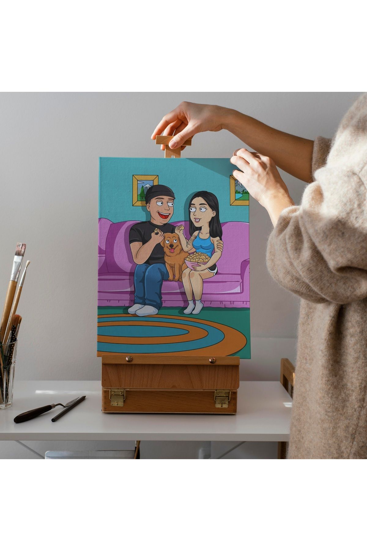 ÇELİKLER HEDİYE Kişiye Özel Karikatür Kanvas – Fotoğraftan Hazırlanan Hediye Tablo
