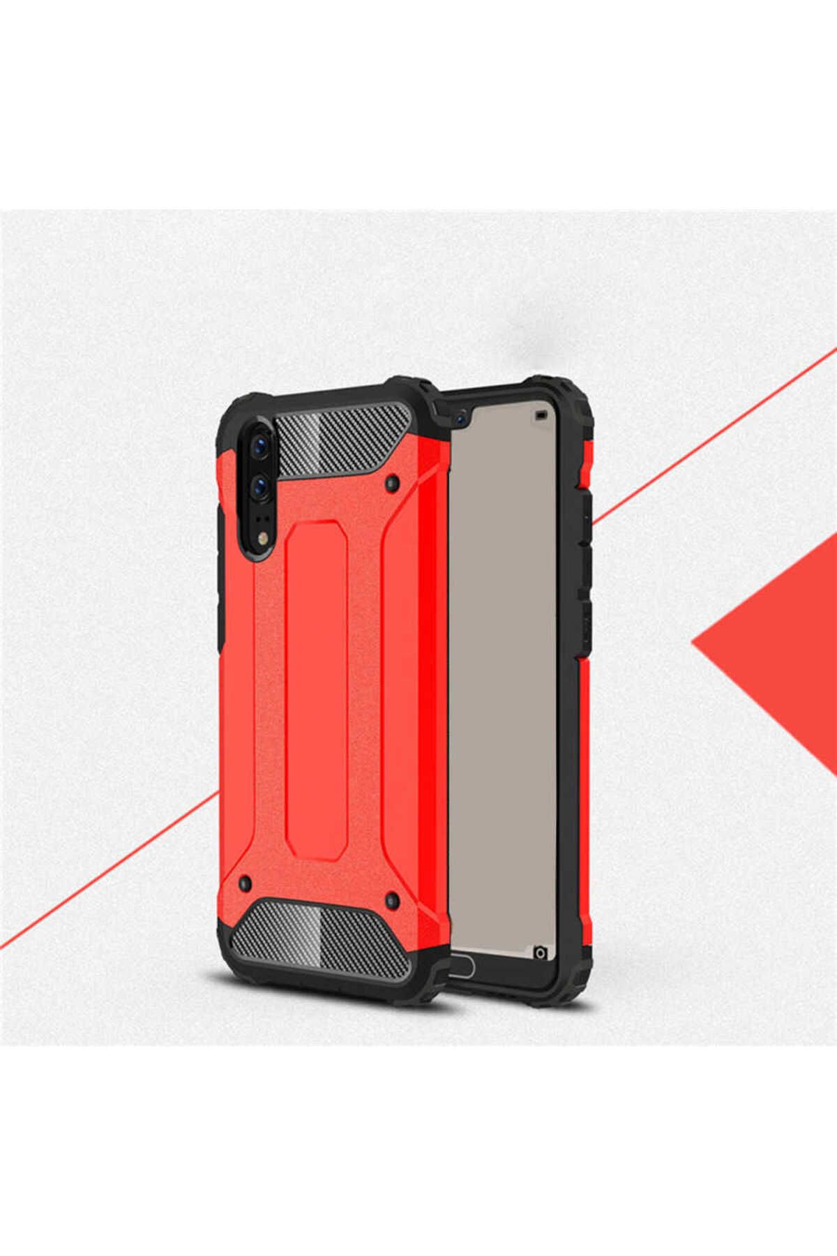 halkhouse Huawei P20 Kılıf Zırh Tank Sert Korumalı Silikon Crash Silikon Kapak