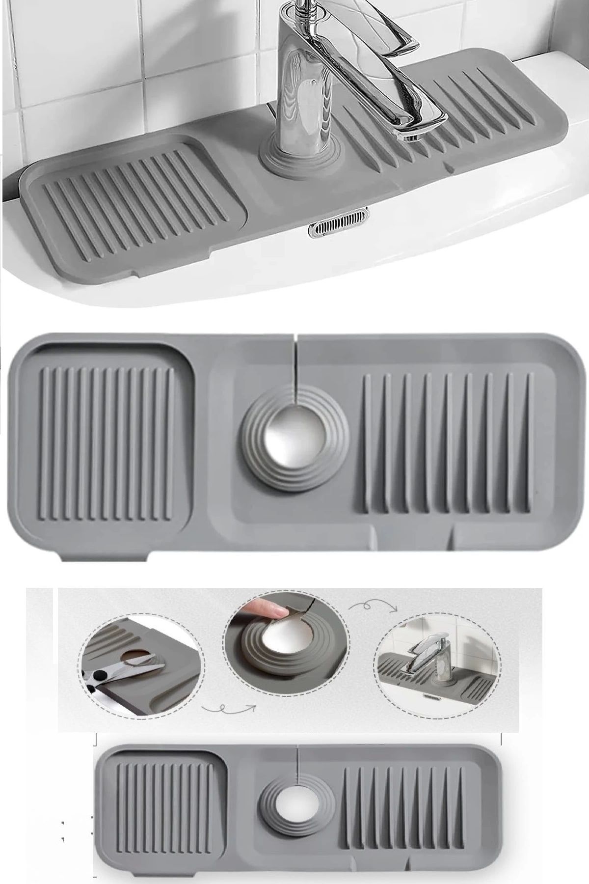 shop Elastik Mutfak Banyo Musluk Matı Düzenleyici Kaydırmaz Taban Organizer Lavabo Kenar Matı