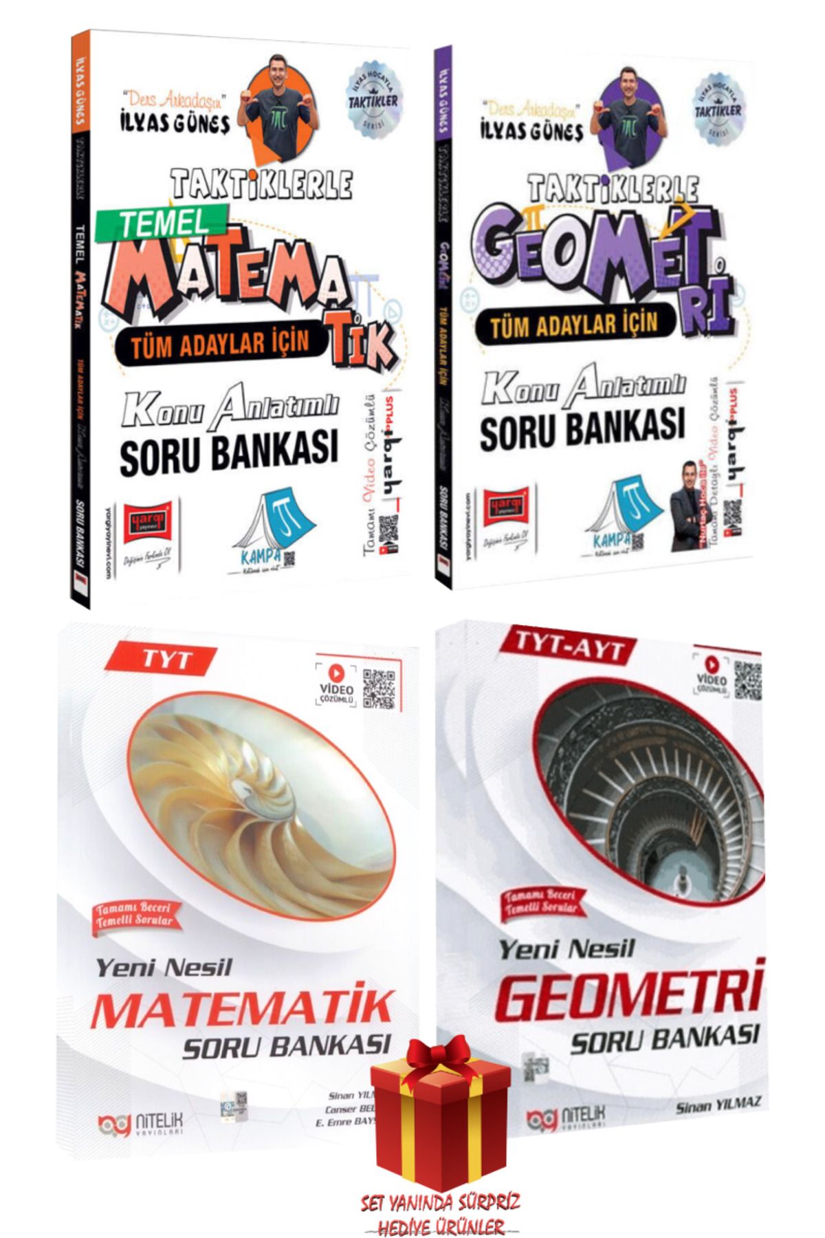 Yargı Yayınları İlyas Güneş Tüm Adaylar İçin Taktiklerle Matematik+ Geometri Konu Anlatımlı Soru Bankası+TYT Soru B.