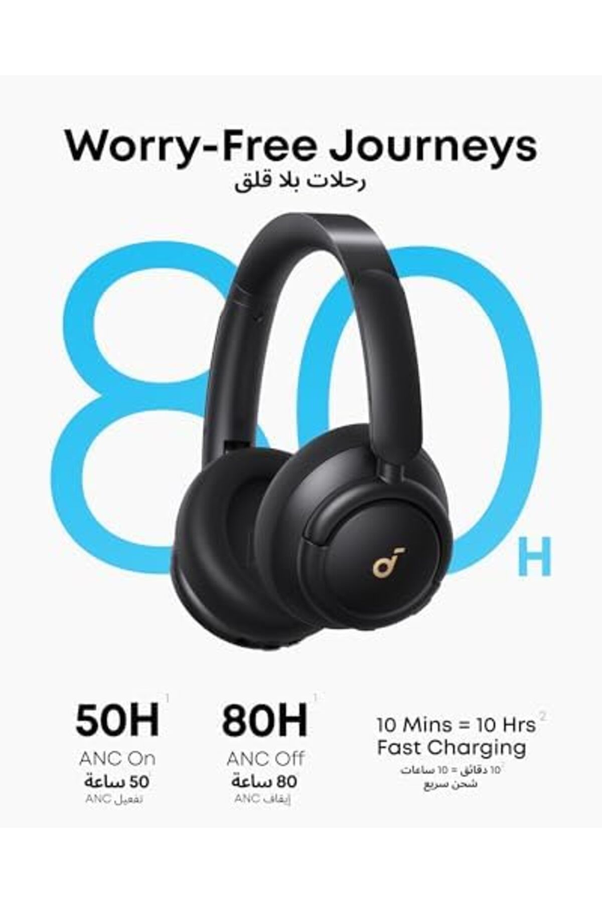 Soundcore-سماعات بلوتوث Soundcore Life Q30 من Anker فوق الأذن مع خاصية إلغاء الضوضاء النشطة - متعددة 8