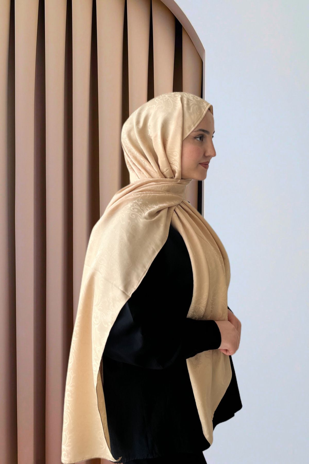 SarQa Scarft Çiçek Desen Jakar Şal