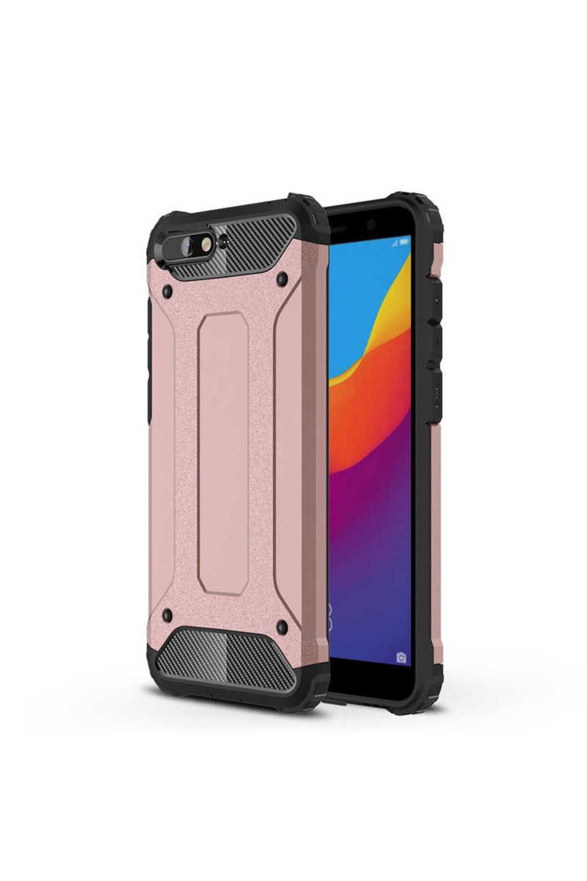 halkhouse Huawei Y6 2018 Kılıf Zırh Tank Sert Korumalı Silikon Crash Silikon Kapak