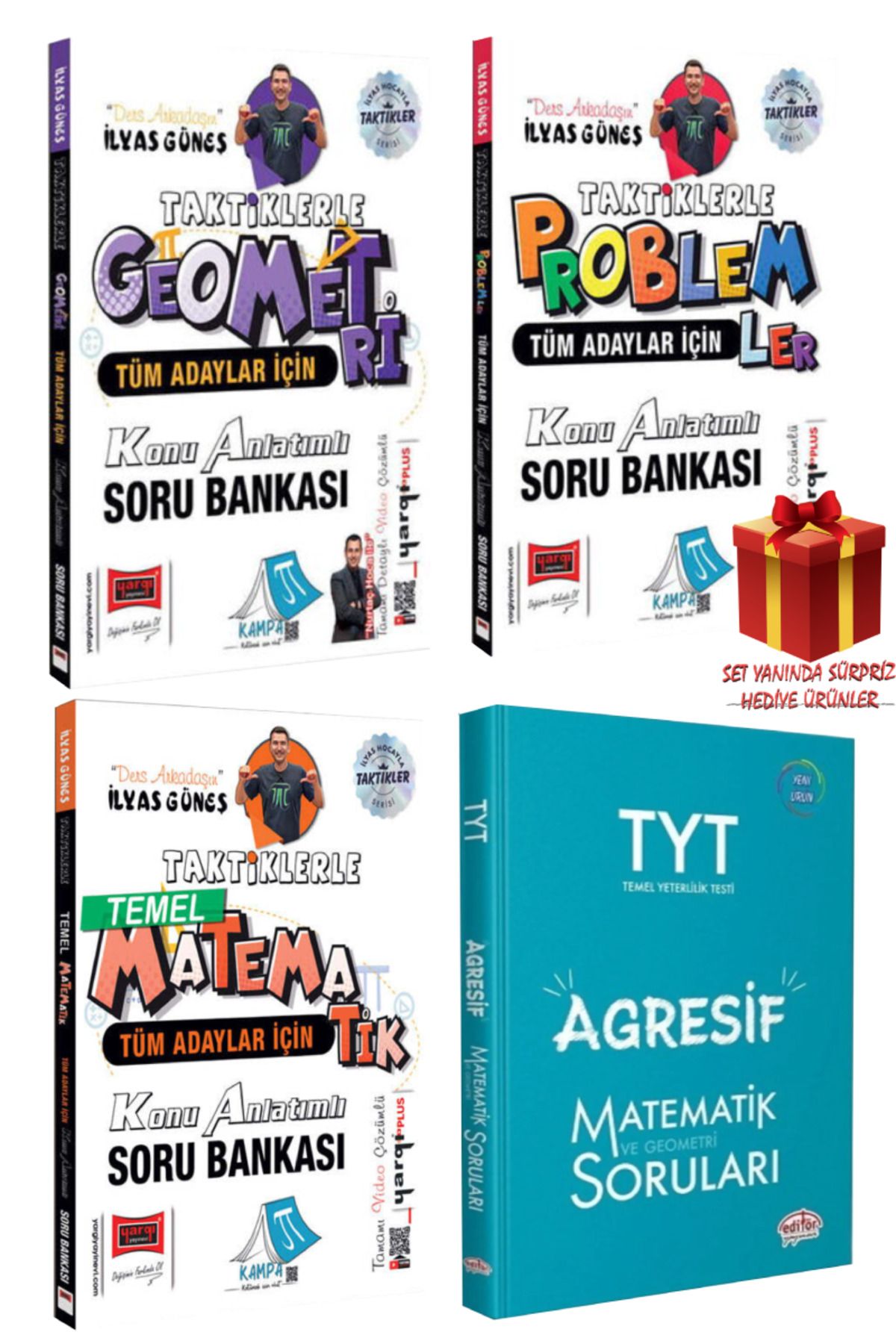 Yargı Yayınları İlyas Güneş Tüm Adaylar İçin Taktiklerle Matematik+ Geometri+ Problemler Konu Anlatımlı Soru Bankası
