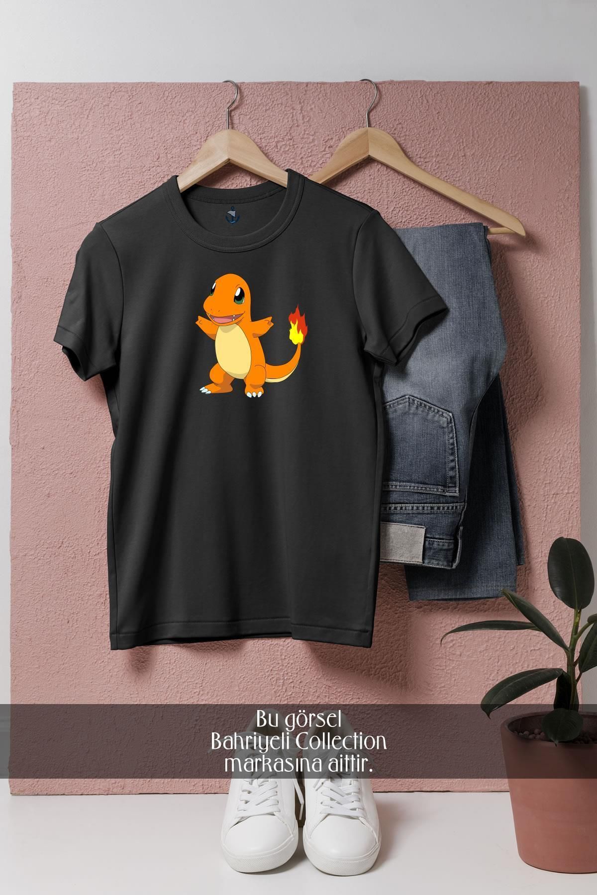 bahriyeli.jpeg Oversize Pokémon Go Pikachu Ash Ketchum Charmander Tasarımlı Unisex T-Shirt