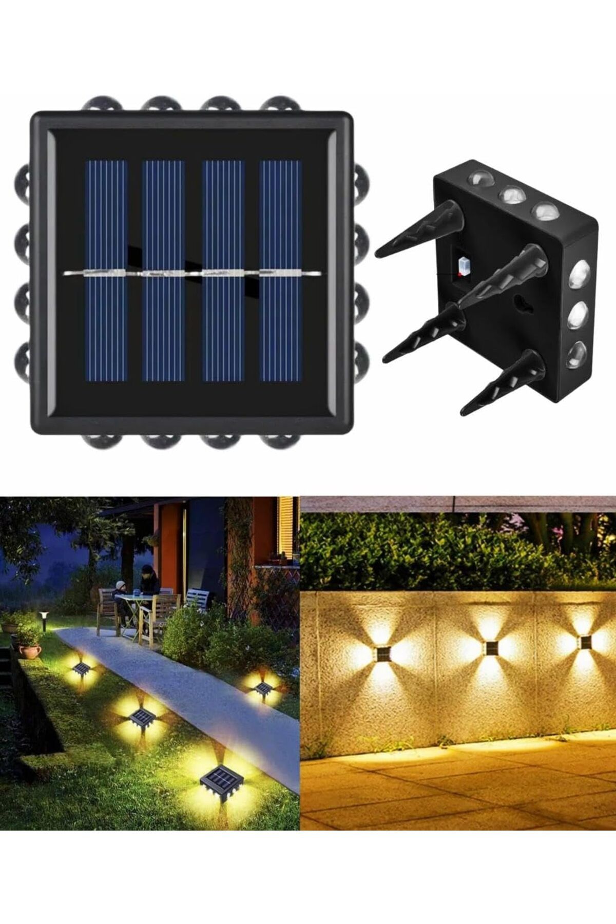 MEGOBİNE WHERE 12 Led Solar Güneş Enerjili Bahçe Aydınlatma Gün Işığı Aplik Led Işık Işıldak Lam