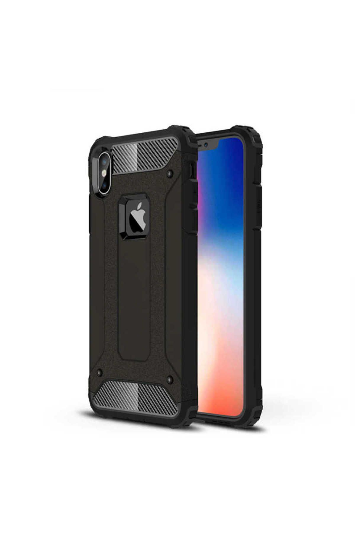 halkhouse Apple iPhone X Kılıf Zırh Tank Sert Korumalı Silikon Crash Silikon Kapak