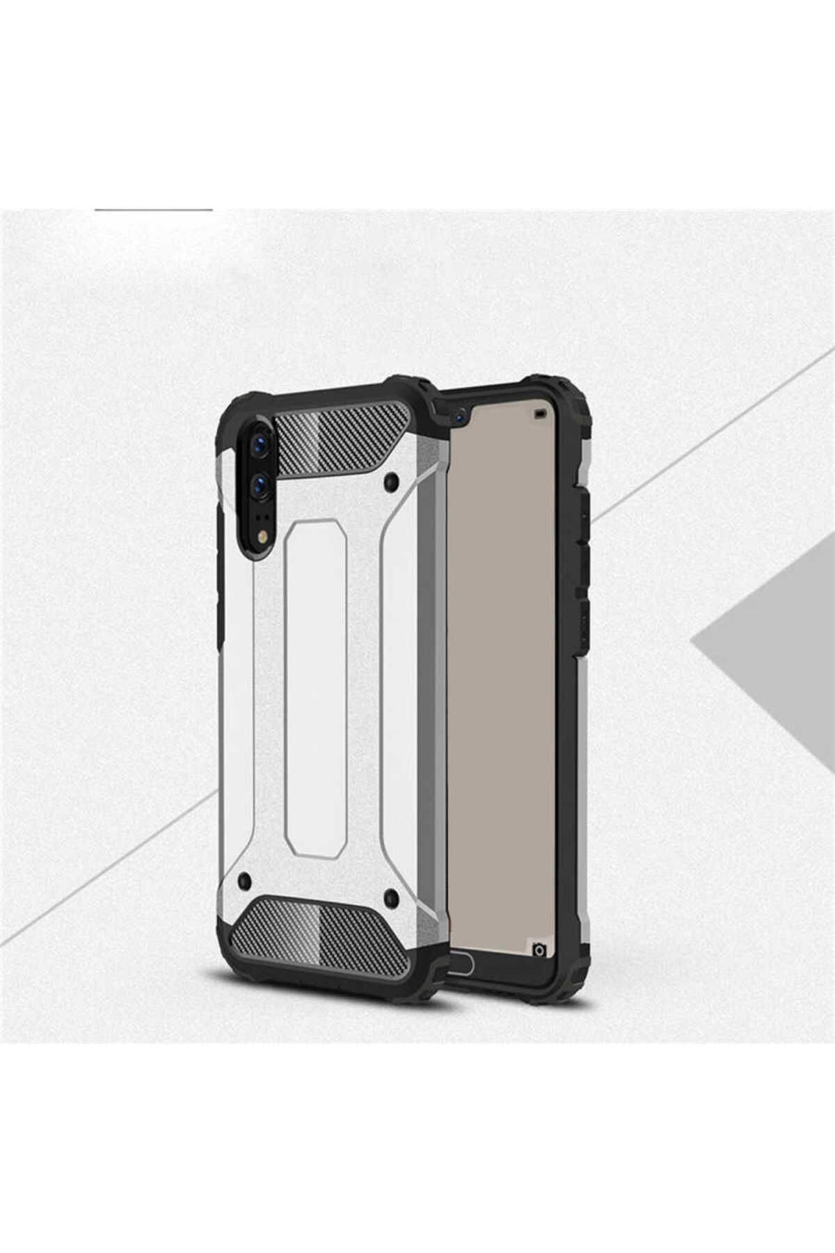 halkhouse Huawei P20 Kılıf Zırh Tank Sert Korumalı Silikon Crash Silikon Kapak