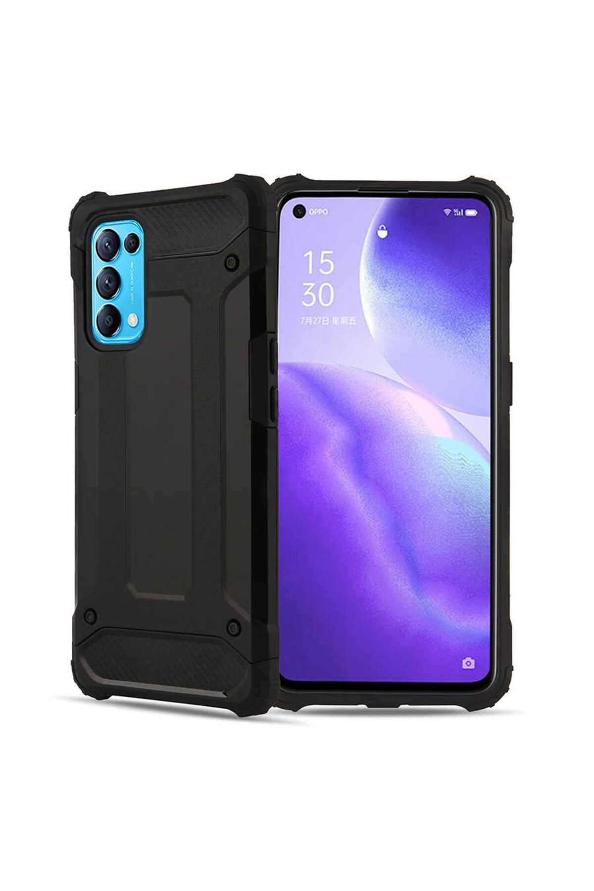 halkhouse Oppo Reno 5 5G Kılıf Zırh Tank Sert Korumalı Silikon Crash Silikon Kapak
