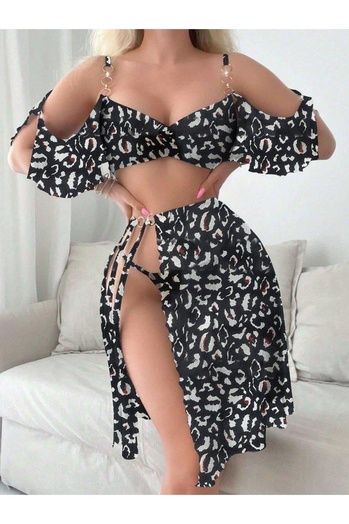 Limas lingerie Kadın 3’lü Zincir Detaylı bikini Takımı