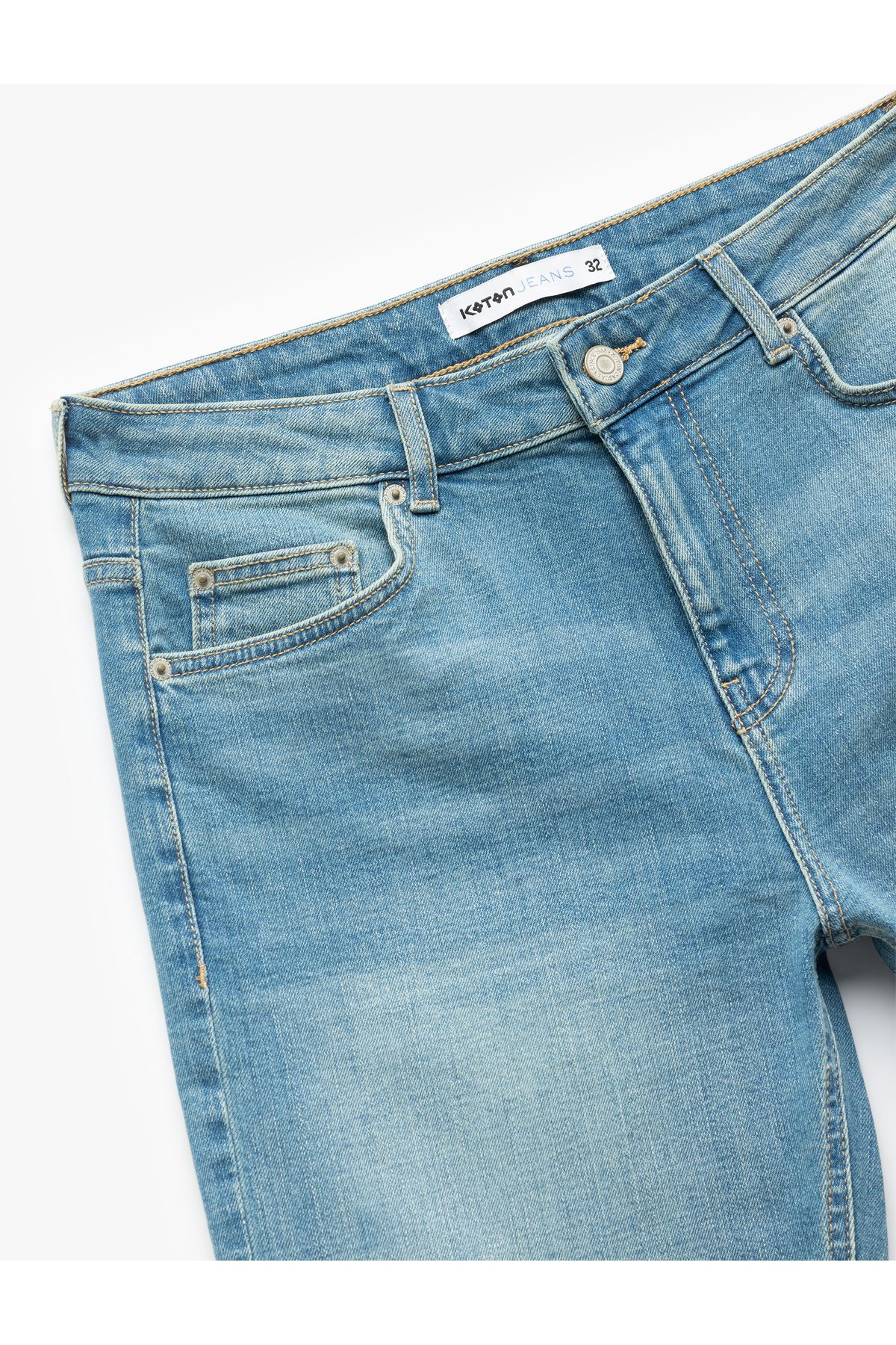 Koton-Folded Leg Bermuda Slim Fit Denim Shorts 7