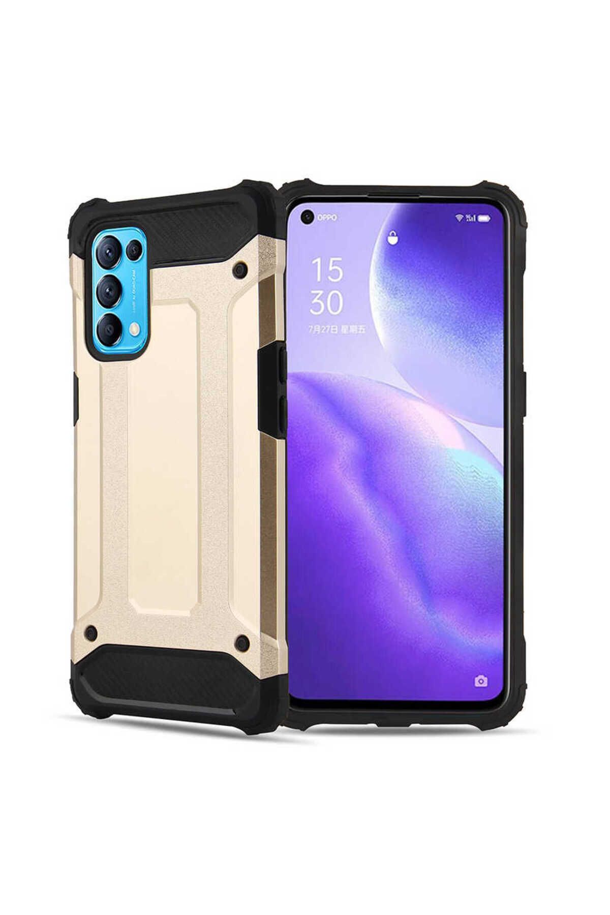 halkhouse Oppo Reno 5 5G Kılıf Zırh Tank Sert Korumalı Silikon Crash Silikon Kapak