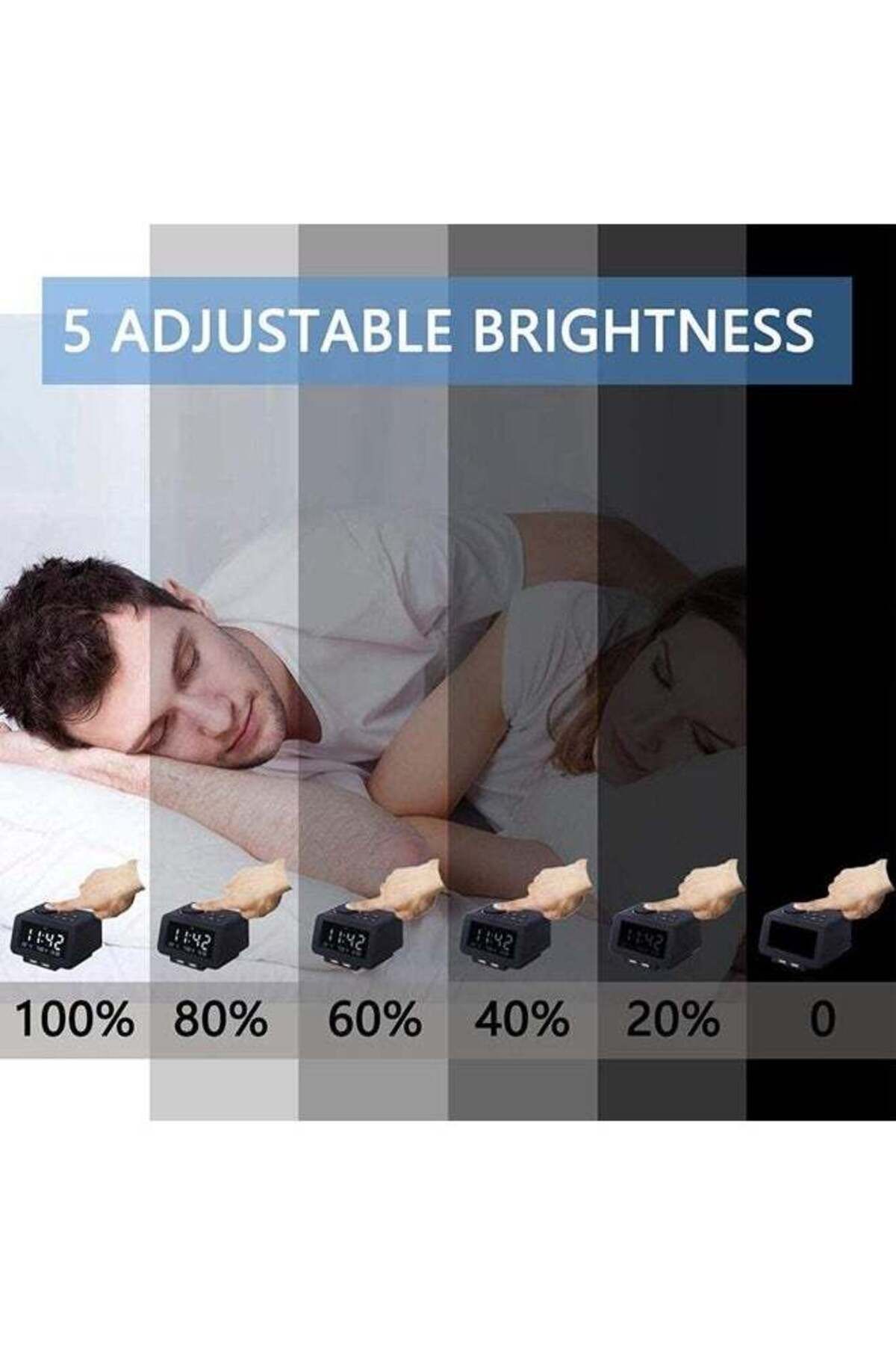 COOYA-LED Digital Alarm Clock Four-color display, voice-activated wake-up,LED intelligent temperature 3