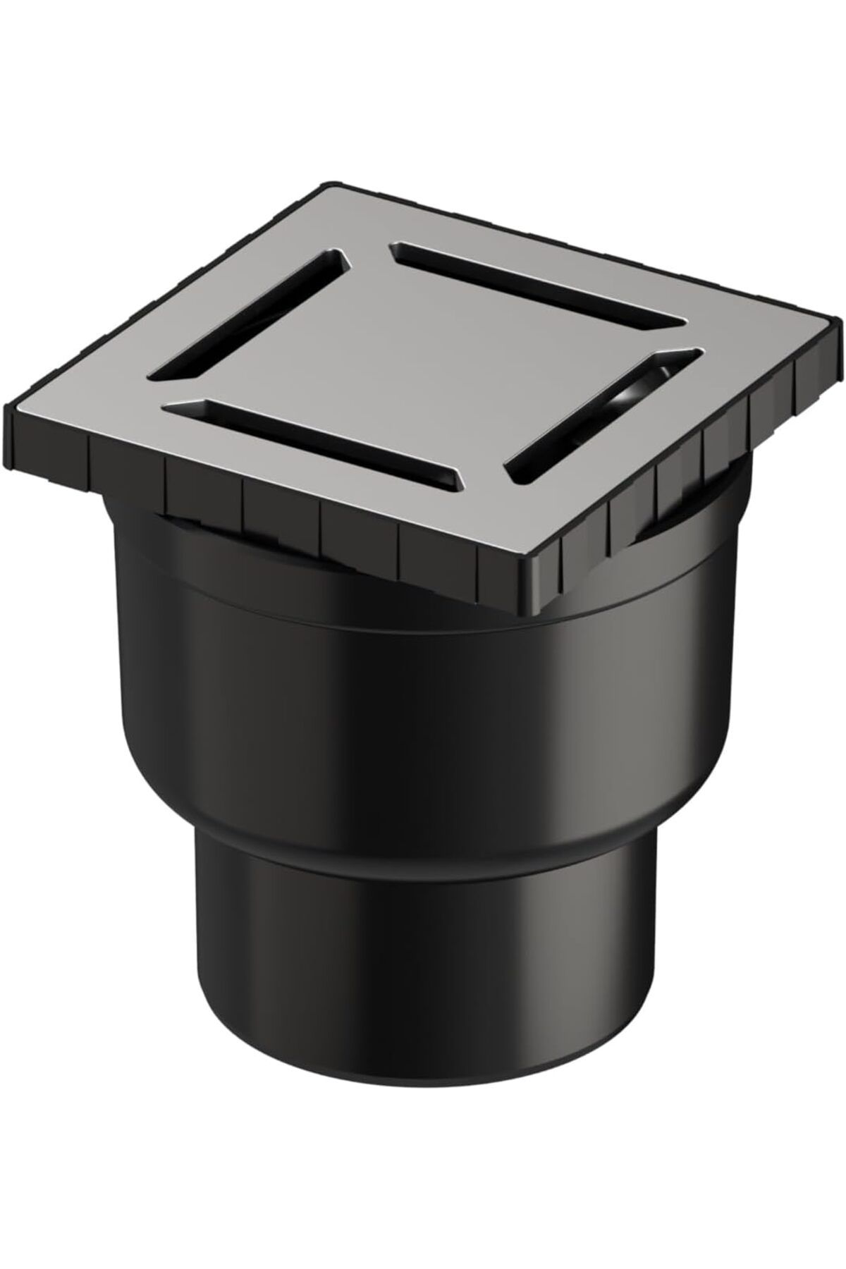 mazıdağı mazzıdağ V-Flow Kare 5608276 Duş Kanalı, Alttan Çıkışlı, 10x10 cm, DK 100 Kapak, Mat Krom n