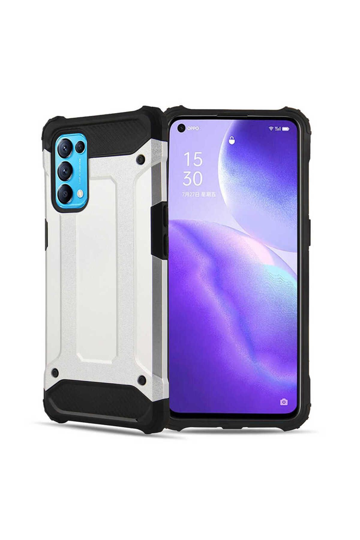 halkhouse Oppo Reno 5 5G Kılıf Zırh Tank Sert Korumalı Silikon Crash Silikon Kapak