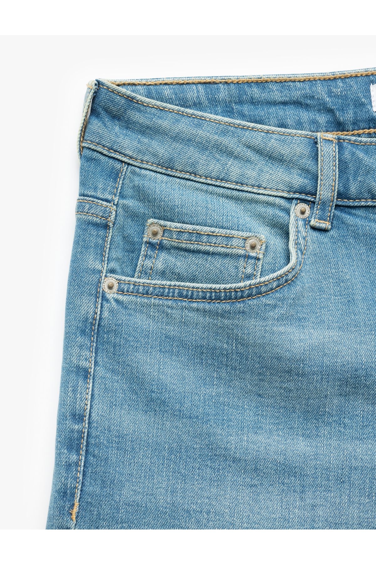 Koton-Folded Leg Bermuda Slim Fit Denim Shorts 6